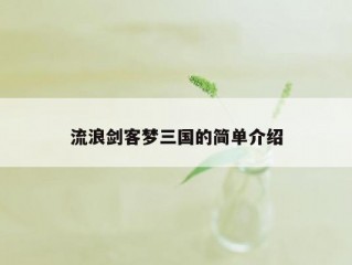 流浪剑客梦三国的简单介绍