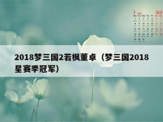 2018梦三国2若枫董卓（梦三国2018星赛季冠军）