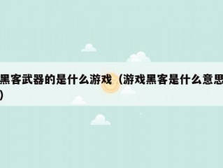 黑客武器的是什么游戏（游戏黑客是什么意思）