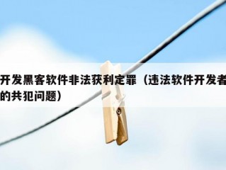 开发黑客软件非法获利定罪（违法软件开发者的共犯问题）