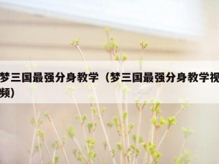 梦三国最强分身教学（梦三国最强分身教学视频）