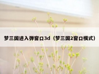 梦三国进入弹窗口3d（梦三国2窗口模式）