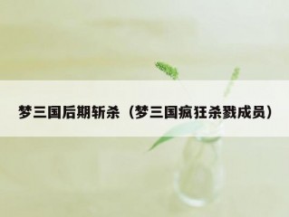 梦三国后期斩杀（梦三国疯狂杀戮成员）