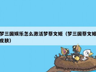 梦三国娱乐怎么激活梦蔡文姬（梦三国蔡文姬皮肤）