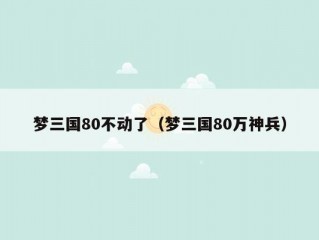 梦三国80不动了（梦三国80万神兵）