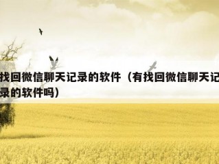 找回微信聊天记录的软件（有找回微信聊天记录的软件吗）