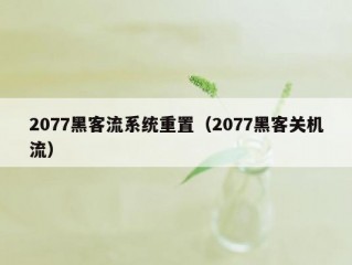 2077黑客流系统重置（2077黑客关机流）