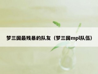 梦三国最残暴的队友（梦三国mpl队伍）