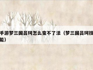 手游梦三国吕珂怎么变不了法（梦三国吕珂技能）