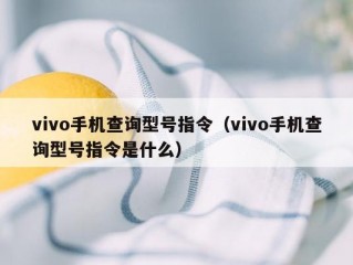 vivo手机查询型号指令（vivo手机查询型号指令是什么）