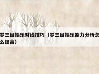 梦三国娱乐对线技巧（梦三国娱乐能力分析怎么提高）