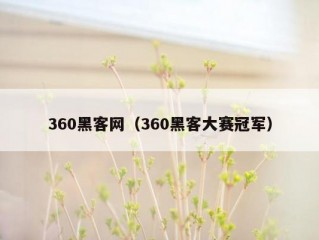 360黑客网（360黑客大赛冠军）