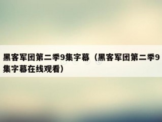 黑客军团第二季9集字幕（黑客军团第二季9集字幕在线观看）