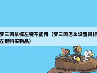 梦三国鼠标左键不能用（梦三国怎么设置鼠标左键购买物品）