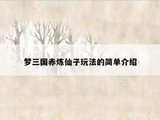 梦三国赤炼仙子玩法的简单介绍