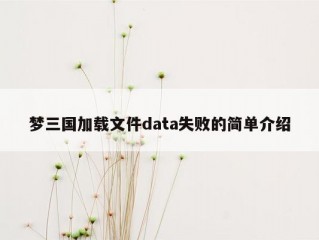 梦三国加载文件data失败的简单介绍