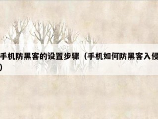 手机防黑客的设置步骤（手机如何防黑客入侵）