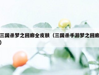 三国杀梦之回廊全皮肤（三国杀手游梦之回廊）