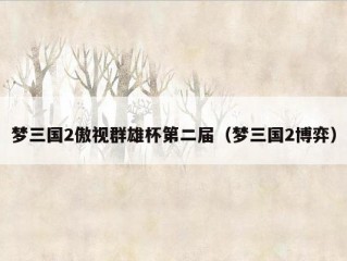 梦三国2傲视群雄杯第二届（梦三国2博弈）