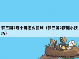 梦三国2哪个键怎么回城（梦三国2按键小技巧）