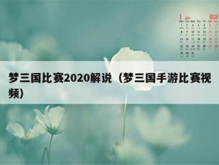 梦三国比赛2020解说（梦三国手游比赛视频）