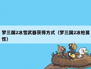 梦三国2冰雪武器获得方式（梦三国2冰枪属性）