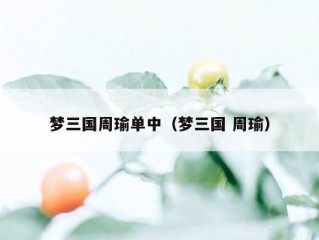 梦三国周瑜单中（梦三国 周瑜）