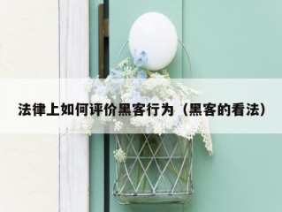 法律上如何评价黑客行为（黑客的看法）