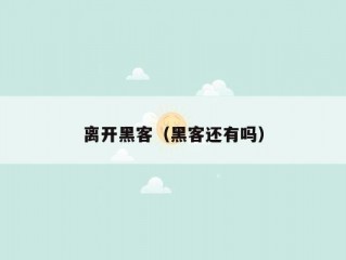 离开黑客（黑客还有吗）