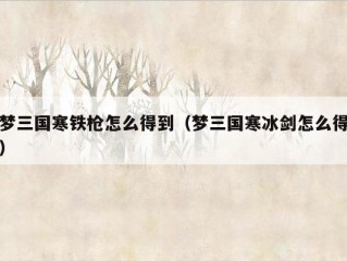 梦三国寒铁枪怎么得到（梦三国寒冰剑怎么得）