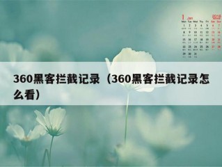 360黑客拦截记录（360黑客拦截记录怎么看）