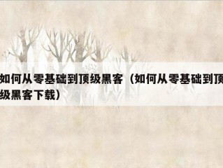 如何从零基础到顶级黑客（如何从零基础到顶级黑客下载）