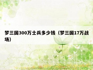 梦三国300万士兵多少钱（梦三国17万战场）