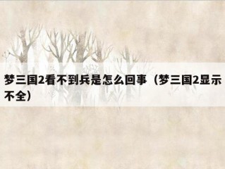 梦三国2看不到兵是怎么回事（梦三国2显示不全）