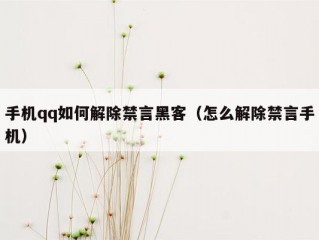 手机qq如何解除禁言黑客（怎么解除禁言手机）