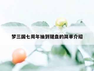 梦三国七周年抽到键盘的简单介绍