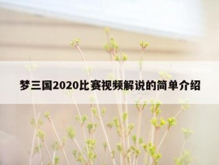 梦三国2020比赛视频解说的简单介绍