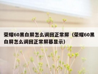 荣耀60黑白屏怎么调回正常屏（荣耀60黑白屏怎么调回正常屏幕显示）