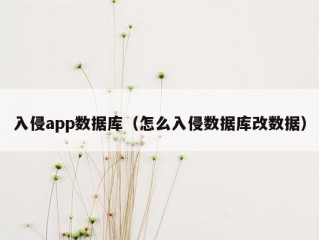 入侵app数据库（怎么入侵数据库改数据）