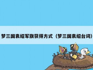 梦三国袁绍军旗获得方式（梦三国袁绍台词）