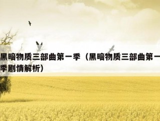 黑暗物质三部曲第一季（黑暗物质三部曲第一季剧情解析）