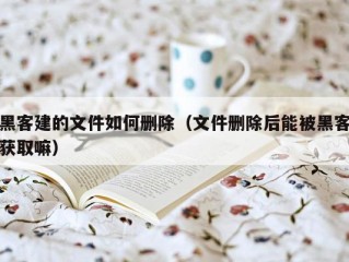 黑客建的文件如何删除（文件删除后能被黑客获取嘛）