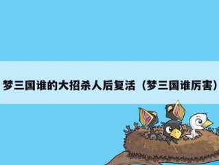 梦三国谁的大招杀人后复活（梦三国谁厉害）