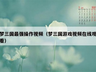 梦三国最强操作视频（梦三国游戏视频在线观看）