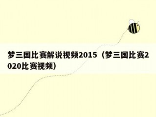 梦三国比赛解说视频2015（梦三国比赛2020比赛视频）