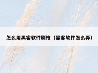 怎么用黑客软件刷枪（黑客软件怎么弄）