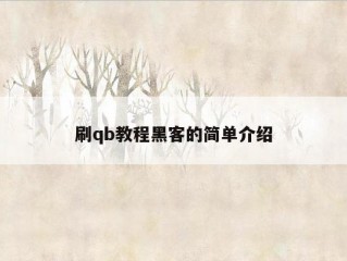 刷qb教程黑客的简单介绍