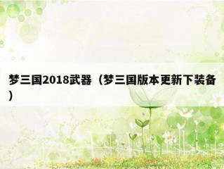 梦三国2018武器（梦三国版本更新下装备）