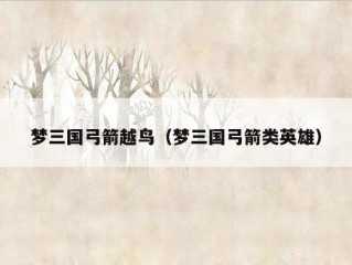 梦三国弓箭越鸟（梦三国弓箭类英雄）