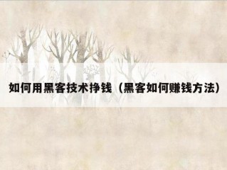 如何用黑客技术挣钱（黑客如何赚钱方法）